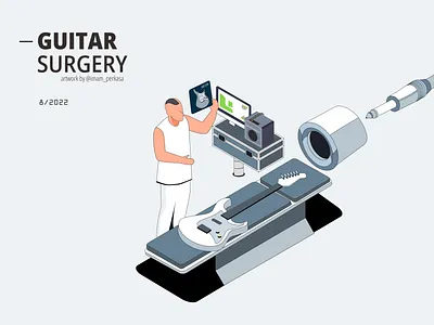 Guitar Surgery 2d computer concept design doctor graphic design guitar health illustration inspection jack operation room speaker surgery vector