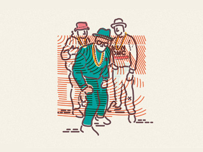 Run DMC 80s advertising animation design hip hop illustration music packaging design rap retro tropicals