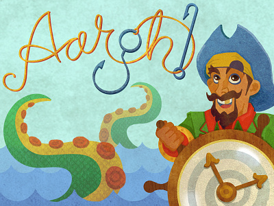 Aargh! fish graphic design hand lettering illustration nautical ocean pirate sea water