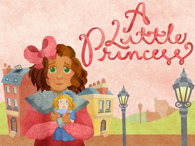 A Little Princess bow cartoon character design doll graphic design hand lettering illustration lamp post little princess novel ribbon