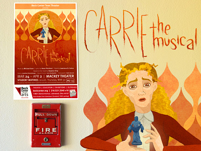CARRIE the musical carrie character cult drawing fire funny graphic design hand lettering horror illustration stephen king theater