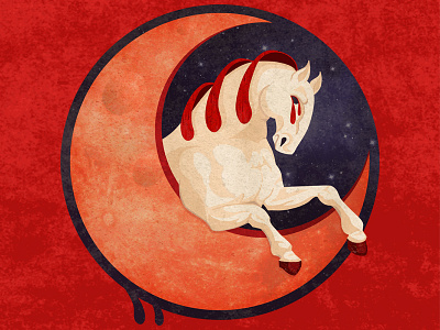 Equus blood crescent eclipse equus graphic design hand drawn horse illustration logo moon night theater