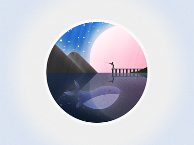 The Whale evening fishing gradient night sky stars whale
