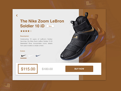 Product Card Nike Lebron Soldier card design lebron nike pro product shoe shot soldier ui