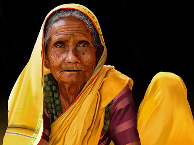 Old Lady digital painting photoshop realistic