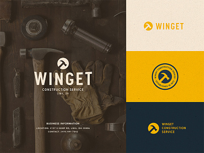 Winget Construction Service brand branding construction hammer logo neat service tools