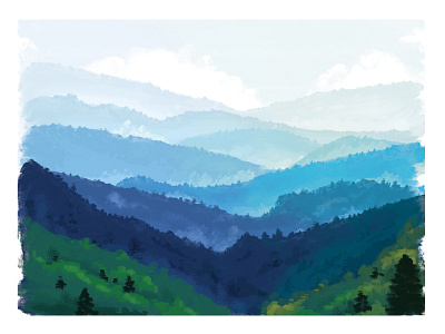 Blue Ridge Mountains digital illustration landscape mountains national parks painting smoky mountains