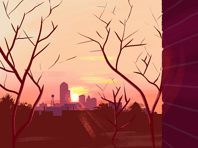 Des Moines sunrise cityscape design digital golden hour illustration sunrise
