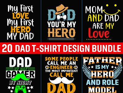DAD T-SHIRT DESIGN BUNDLE baby children daddy dadlife dads family familytime fatherandson fatherdaughter fathersday fathersdaygifts graphic design happy love mom moms mothersday t shirt design typography vector