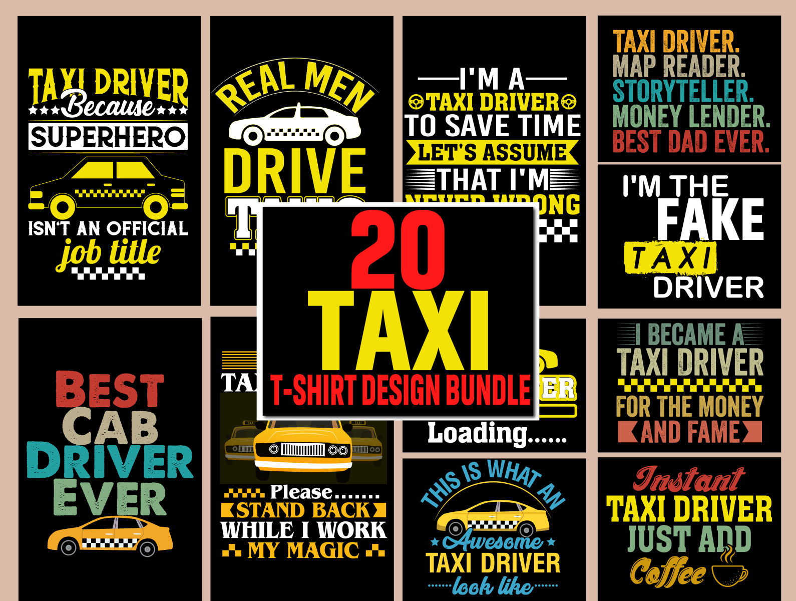 Taxi T-Shirt - Taxe Taxicab Cab Car Chaffeur Car Driving Service