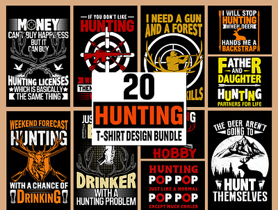 HUNTING T-SHIRT DESIGN BUNDLE bowhunting custom deer deerhunting duckhunting fishing graphic design guns hunt hunter hunting huntingdog huntinglife love outdoors photography t shirt design typography vantage vector