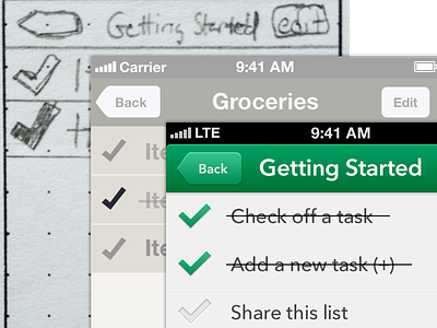 Process of Tasks ios iphone process ryan smith seattle sketching ui ux wireframe