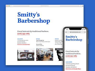 Shoreline Barber design mobile responsive responsive design ryan smith ui ux web design website