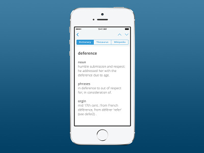 Dictionary App app interface design ios iphone mobile ryan smith ui user experience ux