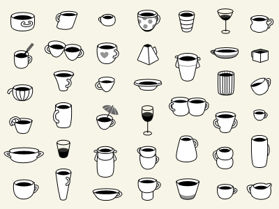 42 Coffee Cups 42 bw coffee cups illustration pattern vector
