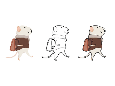Little Mouse Dribbble character mice mouse stroke travel vector walking
