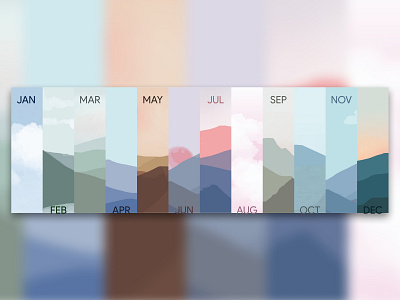 Abstract Breeze of 12 months abstract art calendar design draw illsutrator illustration months nature vector