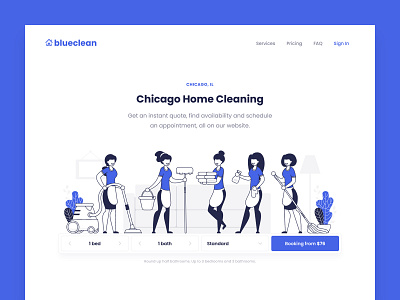 Home Cleaning Company - Landing Page branding chicago cleaning company cleaning services illustration landing page web application website design