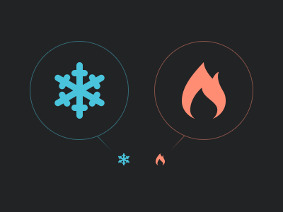 Heat treatment of steel fire icons snowflake ui web
