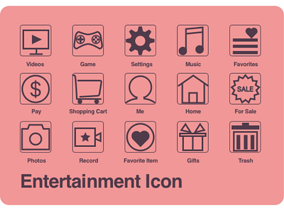 some icon 2 cart entertainment game gifts home icon music record sale settings trash videos
