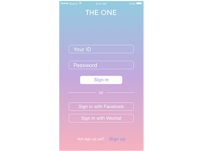 theone login facebook id ios login password signup theone ui ux wechat