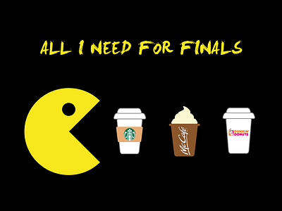 All I Need For Finals coffee final final exam illustration inspiration pacman sketch