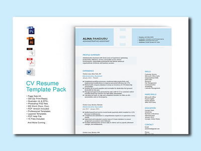 Resume / CV ai clean cv creative cv minimal modern personal brand pptx professional ps resume sleek word