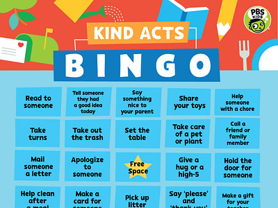 PBS Kids Kind Act Bingo digital illustration