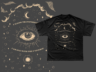 Transformation T-Shirt Design apparel design clothing design clouds design edgy designs eye design graphic design illustration moon shirt stars sun t shirts transformation design transformation tshirts tshirt tshirt design universe