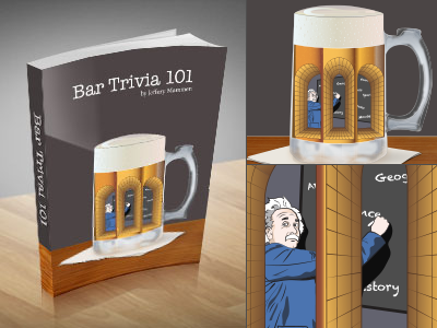 Bar Trivia 101 bar bar trivia beer beer glass book book cover einstein escher illusion illustration illustrator trivia