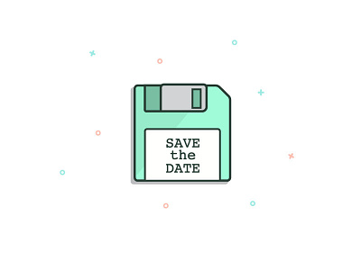 Save The Date flopping disk illustration save the date