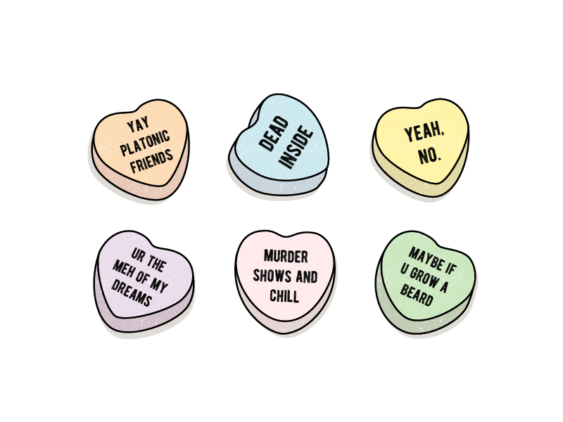 Rejected Candy Hearts by Jess Bobek on Dribbble