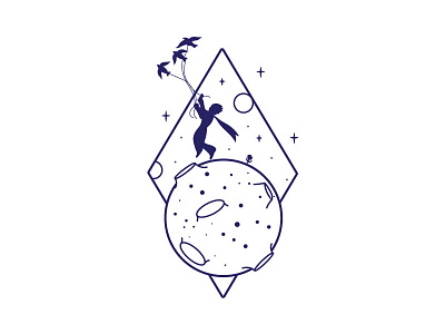 The Little Prince badge illustration planet space stars the little prince