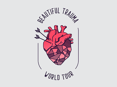 Beautiful Trauma World Tour arrows badge beautiful trauma heart pink