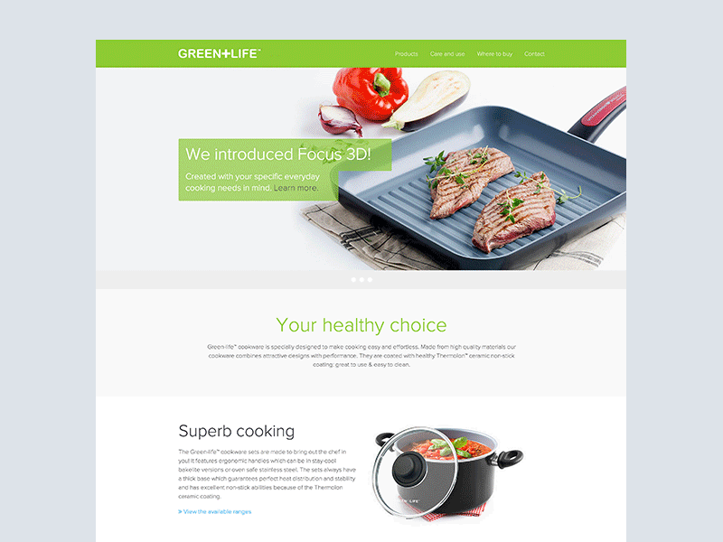 Green-life homepage cooking flat fresh green simple web design website