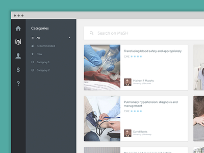 Medufy discover courses app flat medical navigation search sidebar ui web web application