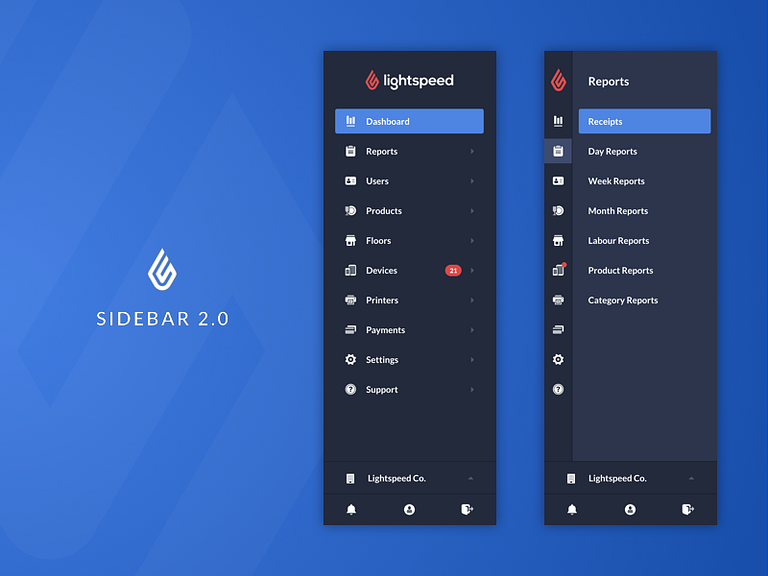 Lightspeed Sidebar 2.0 by Nielsen Ramon for Lightspeed on Dribbble