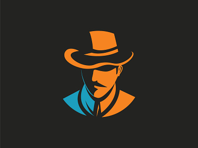Gentleman Logo brand branding creative detective gentleman hat logo logos man moustache people premium