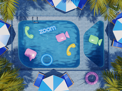 Summer Pool Virtual Background Concept Shaded 3d blender chat fun inflatables meetings phone pool summer vacation virtual background zoom