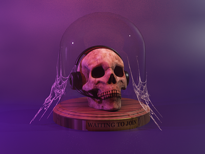 Waiting to join 3d blender case design fun glass graphic design halloween headset meeting mute purple render scary skull spooky zoom