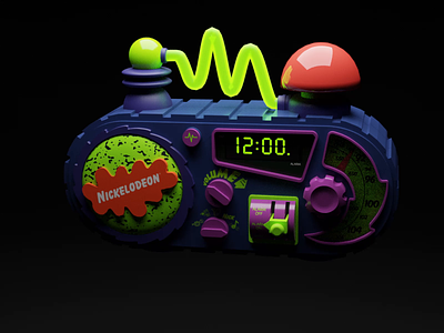 Nickelodeon Time Blaster Clock 3d 3d animation 90s animation blender c4d clock design fun gif graphic design motion graphics nickelodeon render retro throwback time video