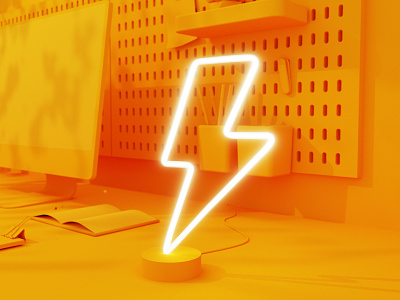 Recreating "Lightning Deals" Neon Corkboard 3d amazon blender corkboard deals design desk desktop fun graphic design lightning neon orange pens render symbol work
