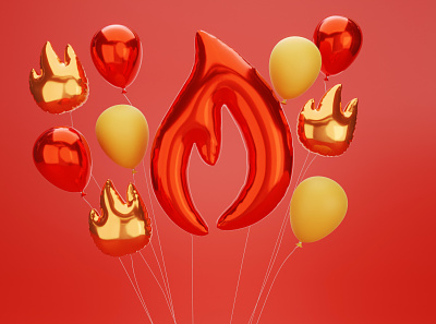 Balloon Shapes 3d balloon blender burn design emoji fire flame fun graphic design icon illustration logo red render shapes yellow