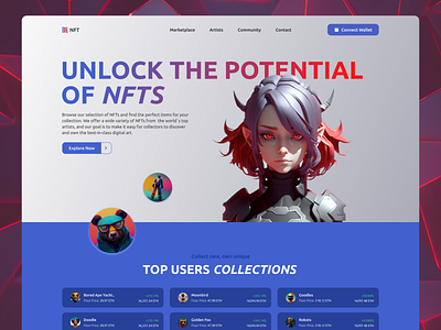 NFT Marketplace Website Design ai artificial intelligence design design concept illustration nft nft marketplace ui ux website design