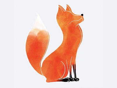 Digital watercolour fox