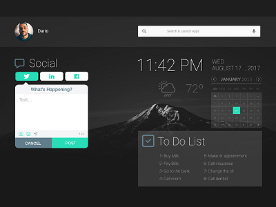 Dashboard exploration calendar dashboard desktop social time todo list wallpaper weather