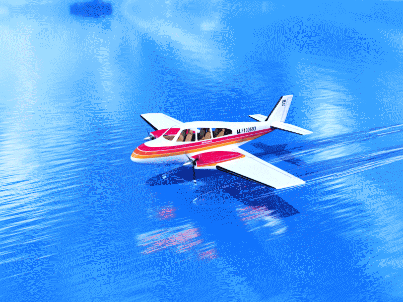 Two points for a barrel roll! 3d airplane animation barrel roll fly gif plane skim transportation vehicle water