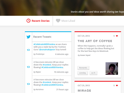 Live Feed & Stories design feed gallery live minimal tweets twitter ui user interface website white