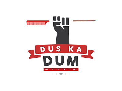 Dus Ka Dum barber comb design hair hairdressing logo matrix minimal stylist typography