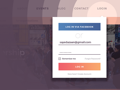 Log in tooltip colorful facebook log in login minimal popup sign in tooltip ui ux web design website